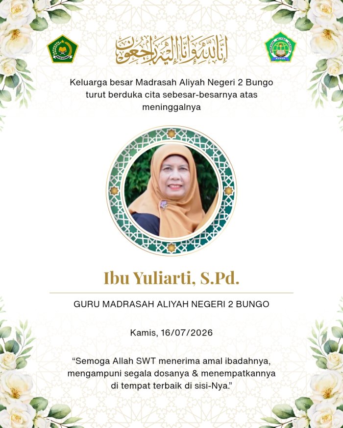 Innalillahi, Guru MAN 2 Bungo Ibu Yuliarti, S.Pd Tutup Usia, Dunia Pendidikan Berduka Innalillahi, Guru MAN 2 Bungo Ibu Yuliarti, S.Pd Tutup Usia, Dunia Pendidikan Berduka