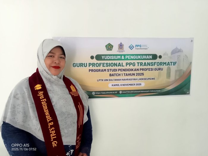 Ibu Ayu Fatmawati. R, S.Pd.I, Resmi Dikukuhkan sebagai Guru Profesional PPG Transformatif Batch 1 Tahun 2025