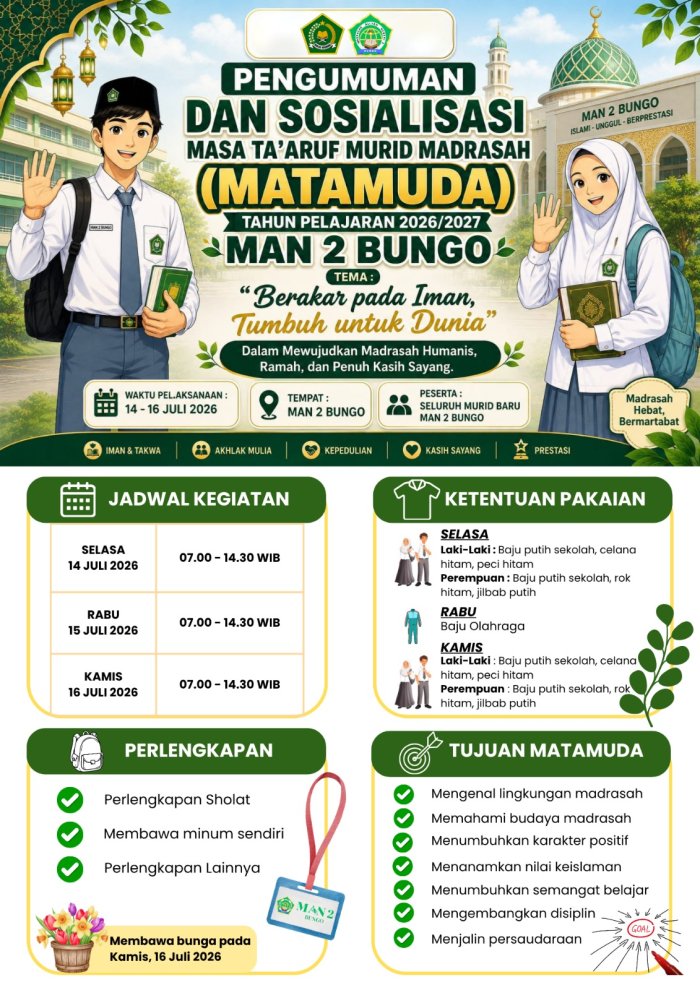 MATAMUDA MAN 2 Bungo: Rangkaian Kegiatan Edukatif Membentuk Generasi Madrasah yang Berkarakter dan Berprestasi MATAMUDA MAN 2 Bungo: Rangkaian Kegiatan Edukatif Membentuk Generasi Madrasah yang Berkarakter dan Berprestasi
