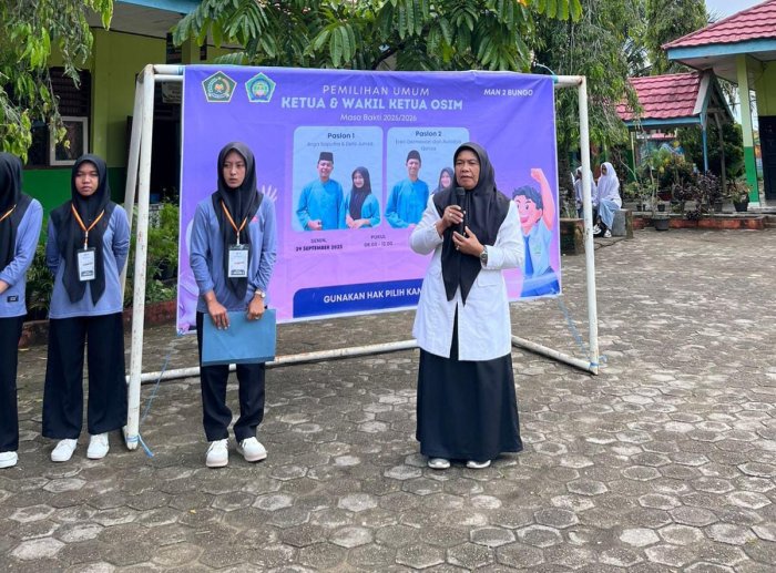 Sambutan Kepala Madrasah Dan Waka Kesiswaan dalam Pemilihan Ketua dan Wakil Ketua OSIM MAN 2 Bungo Periode 2025/2026