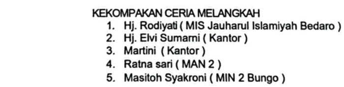 Ibu Ratna Sari, S.Pd.I Wakili MAN 2 Bungo dalam Kegiatan Kekompakan Ceria Melangkah HAB ke-80 Kemenag Provinsi Jambi