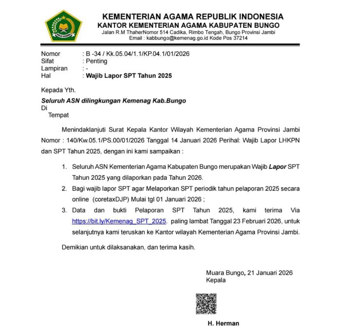 Seluruh Guru MAN 2 Bungo Tertib Administrasi, Laksanakan Laporan Wajib Pajak Tepat Waktu