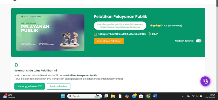 Staf TU MAN 2 Bungo Mengikuti Pelatihan Pintar Kemenag tentang Pelayanan Publik